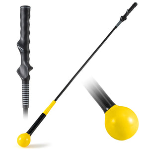Golf Swing Trainer Aid 47inch/40inch/31.5inch Warm-up Practice Stick with Weighted Head for Grip-Yellow