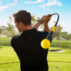 Golf Swing Trainer Aid 47inch/40inch/31.5inch Warm-up Practice Stick with Weighted Head for Grip-Yellow view 3