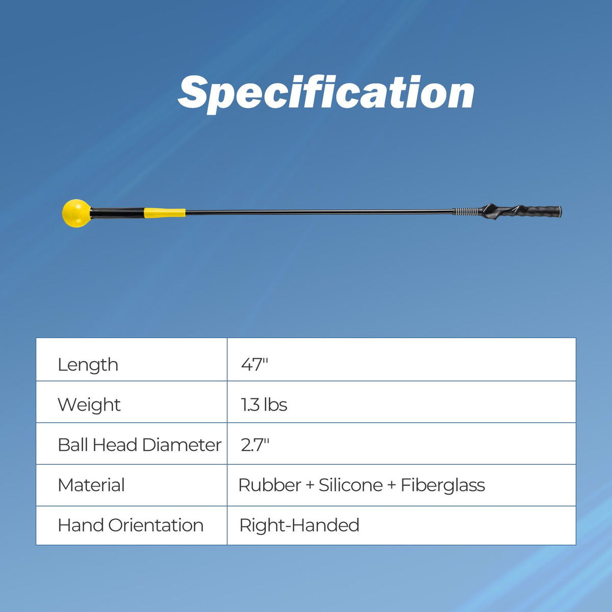 Golf Swing Trainer Aid 47inch/40inch/31.5inch Warm-up Practice Stick with Weighted Head for Grip-Yellow view 5