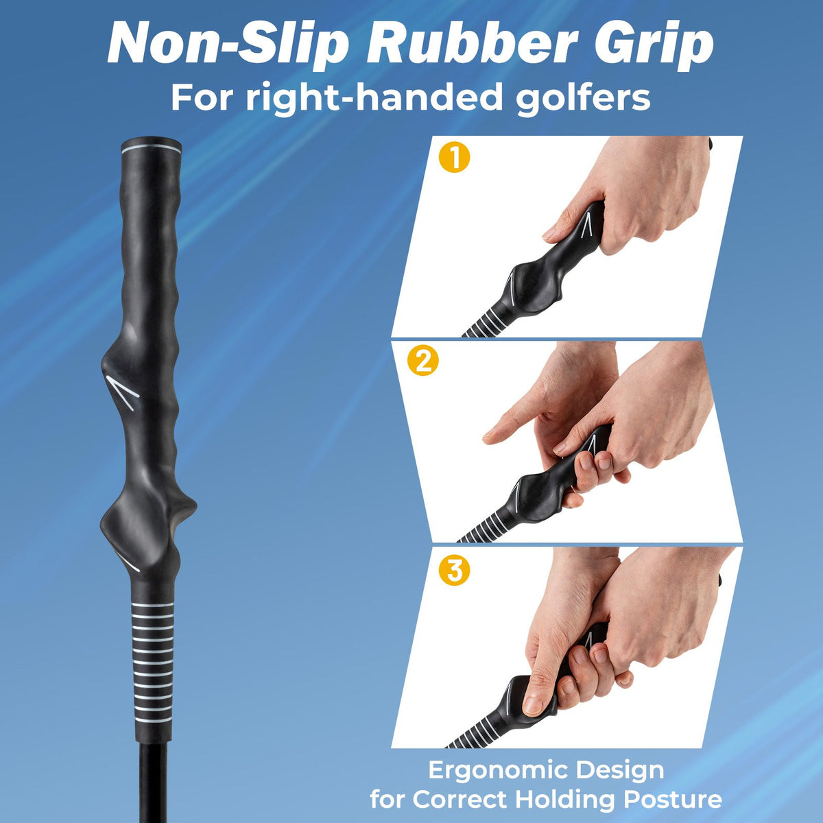 Golf Swing Trainer Aid 47inch/40inch/31.5inch Warm-up Practice Stick with Weighted Head for Grip-Yellow view 6