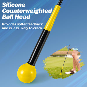 Golf Swing Trainer Aid 47inch/40inch/31.5inch Warm-up Practice Stick with Weighted Head for Grip-Yellow view 7