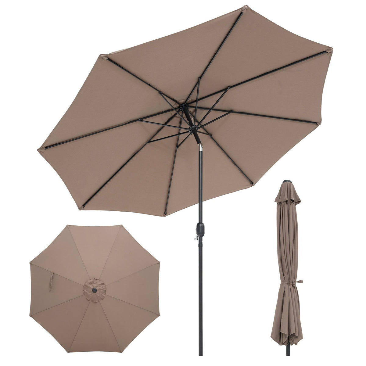 10 Feet Outdoor Patio Umbrella with Tilt Adjustment and Crank-Tan view 4