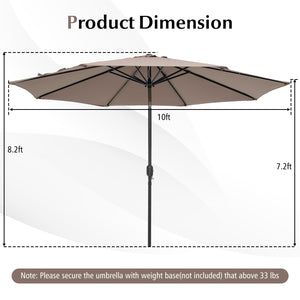 10 Feet Outdoor Patio Umbrella with Tilt Adjustment and Crank-Tan view 5