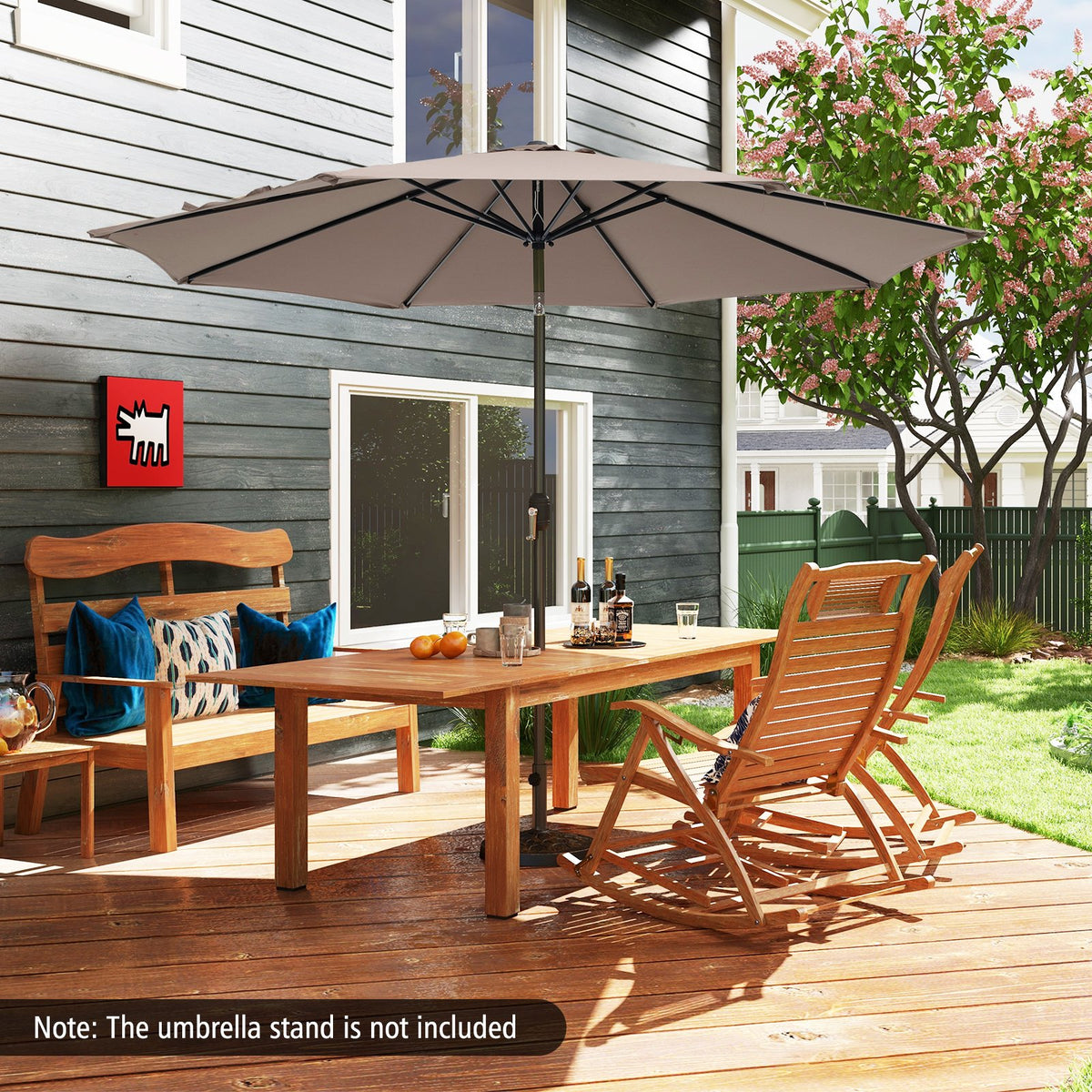 10 Feet Outdoor Patio Umbrella with Tilt Adjustment and Crank-Tan view 6