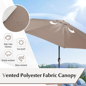 10 Feet Outdoor Patio Umbrella with Tilt Adjustment and Crank-Tan view 7