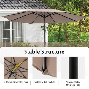 10 Feet Outdoor Patio Umbrella with Tilt Adjustment and Crank-Tan view 9