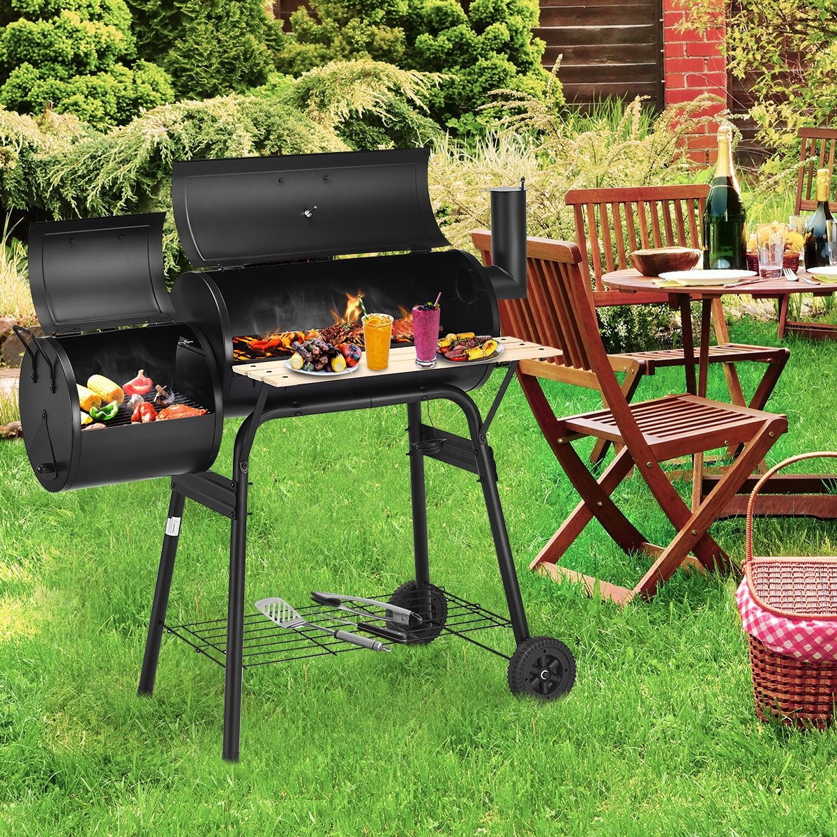 Outdoor BBQ Grill Barbecue Pit Patio Cooker view 2