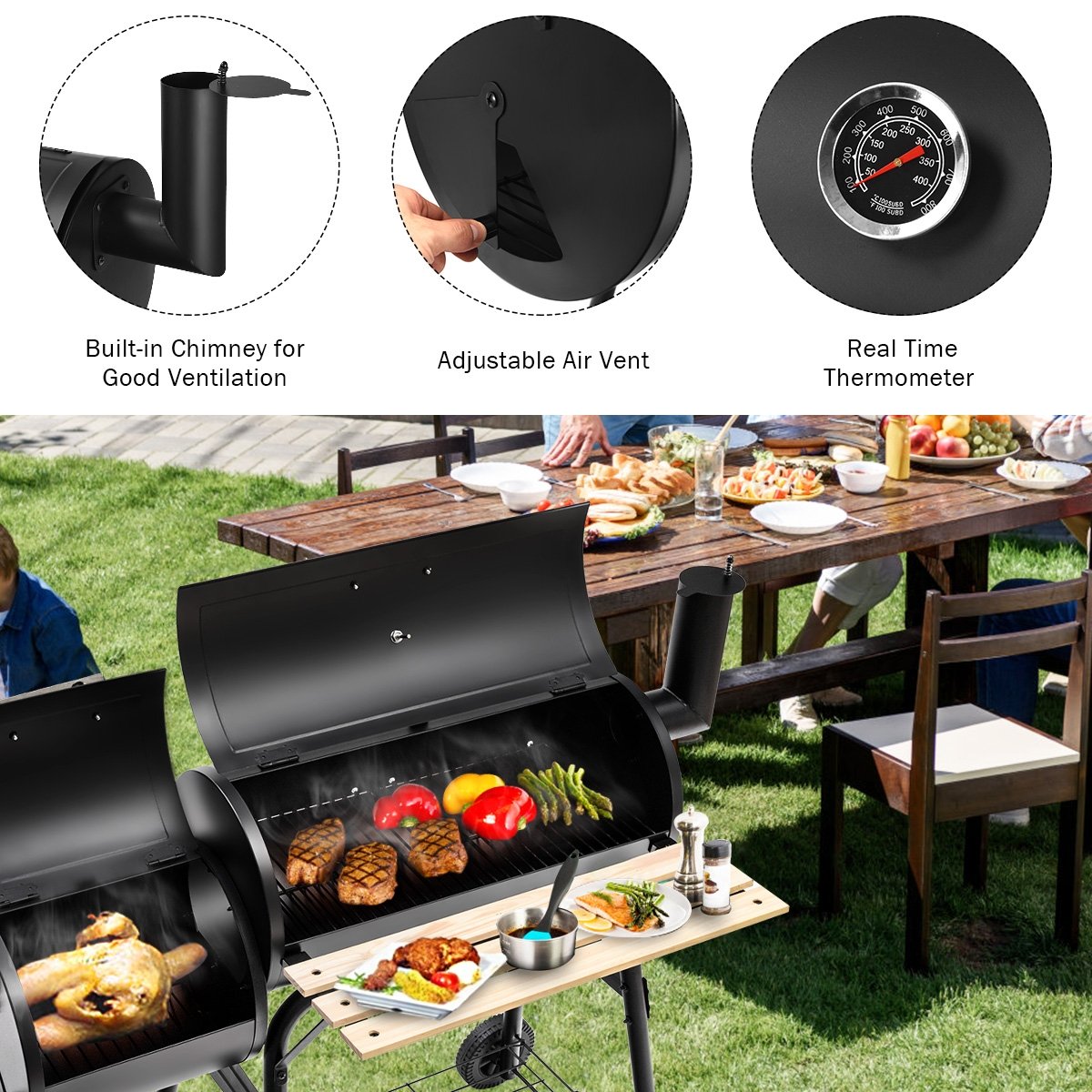 Outdoor BBQ Grill Barbecue Pit Patio Cooker view 9