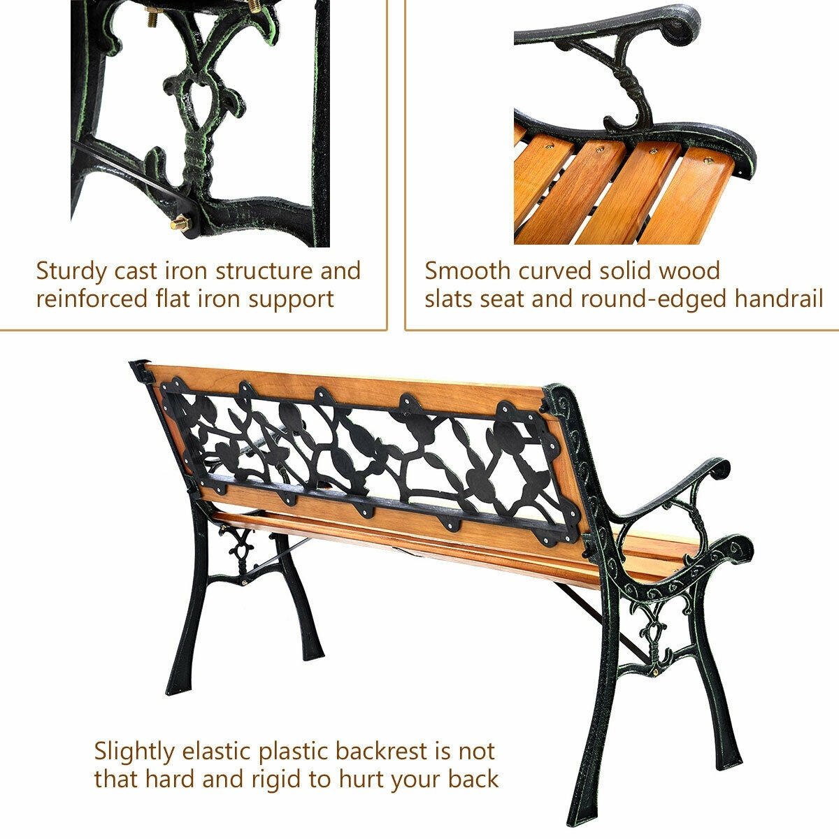 49 1/2 Inch Patio Park Garden Porch Chair Bench view 8