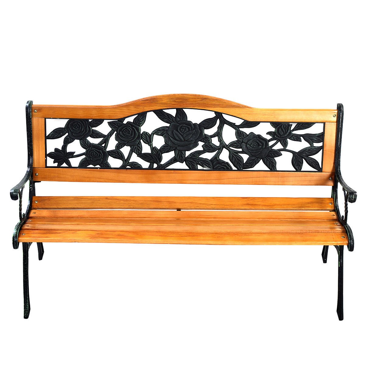 Outdoor Cast Iron Patio Bench Rose view 4