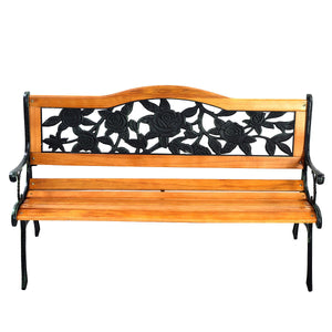 Outdoor Cast Iron Patio Bench Rose view 4