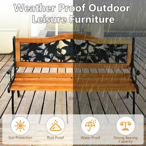 Outdoor Cast Iron Patio Bench Rose view 9
