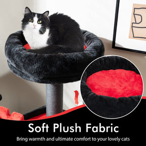 Gothic Cat Tree 49 Inch Tall Cat Tower 6-Tier Cat Activity Center with Coffin Bed-Black view 9