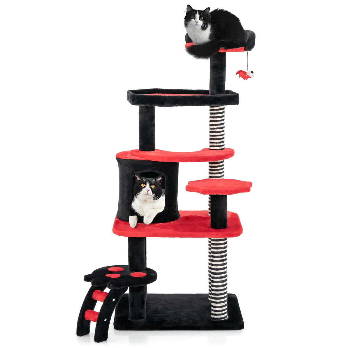 Gothic Cat Tree with Cat Bed Cat Condo and Sisal Scratching Post-Black & Red view 4