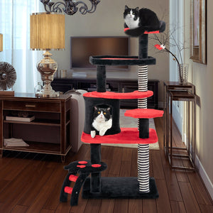 Gothic Cat Tree with Cat Bed Cat Condo and Sisal Scratching Post-Black & Red view 6