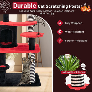 Gothic Cat Tree with Cat Bed Cat Condo and Sisal Scratching Post-Black & Red view 8
