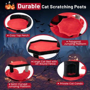Gothic Cat Tree with Cat Bed Cat Condo and Sisal Scratching Post-Black & Red view 9