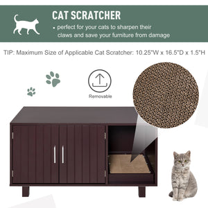 Cat Litter Box Enclosure, Hidden Litter Box Furniture, Cat House End Table Washroom with Scratching Pad – view 6