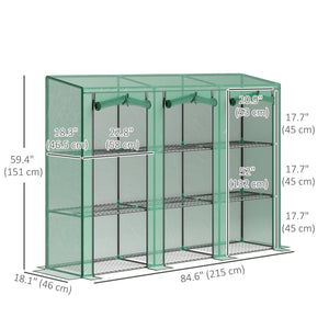 Lean-to Greenhouse with 3 Tier Shelves, Mini Greenhouse with 3 Roll-Up Doors for Indoor Outdoor, Green – view 2