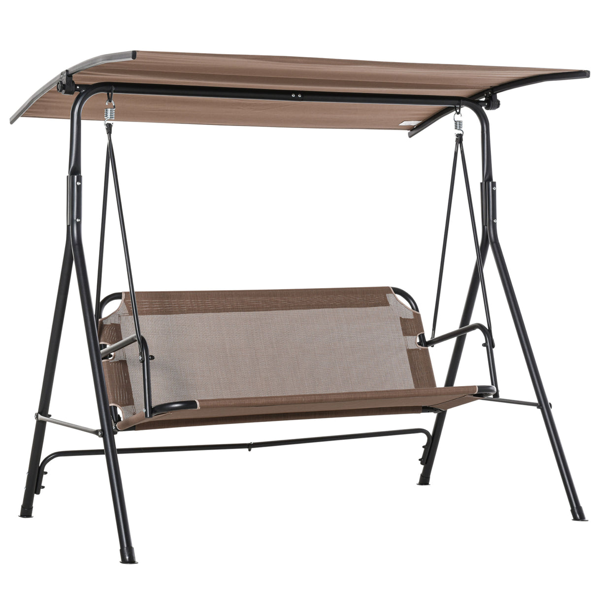 2-Person Porch Swing Chair, 2 Seater Patio Swing Bench w/ Adjustable Canopy, Breathable Seat for Garden – view 8