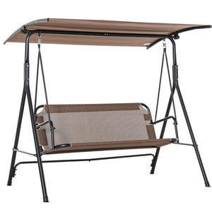 2-Person Porch Swing Chair, 2 Seater Patio Swing Bench w/ Adjustable Canopy, Breathable Seat for Garden – view 8