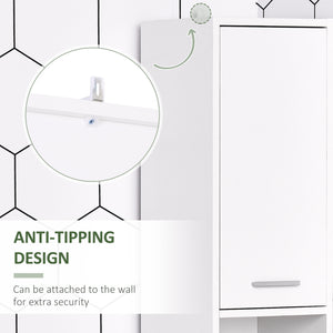 Tall Bathroom Vanities, Narrow Bathroom Cabinets with 2 Doors, Open Compartment and Adjustable Shelves, White