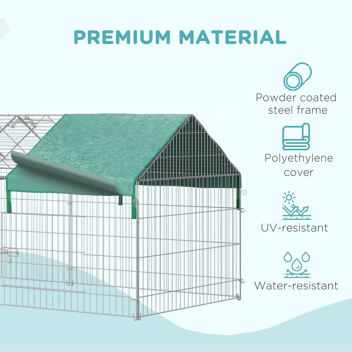 Pet Playpen with Roof, Metal Guinea Pig Cage, Rabbit Pen, Chicken Coop Run, Catio Cat Enclosure with Cover, Doors, Indoor Outdoor for Small Animals, 87" x 41" x 41", Cream