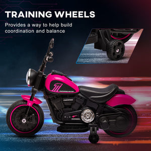 Aosom 6V Kids Motorcycle with Training Wheels, Foot Pedal, Headlight, Music, Forward/Reverse, Single-Button Start