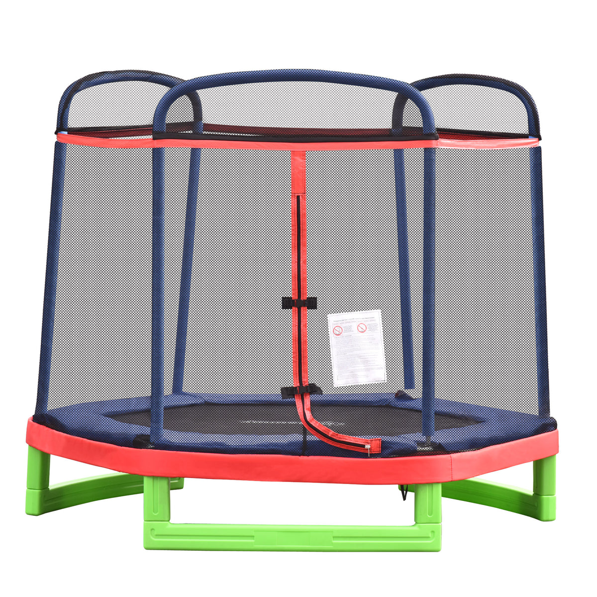 84.75" Kids Trampoline 7 FT Indoor Outdoor Trampolines with Safety Net Enclosure Built-in Zipper Padded Covering, for Boys and Girls, Red