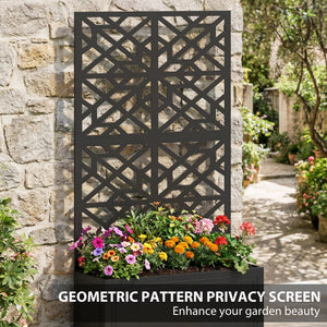 Metal Raised Garden Bed with Trellis for Climbing Plants, Freestanding or Wall Mounted Flower Bed with Privacy Panel
