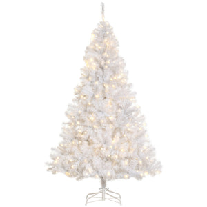 6FT Prelit Artificial Christmas Tree Warm White LED Light Holiday Home Xmas Decoration with Automatic Open, White