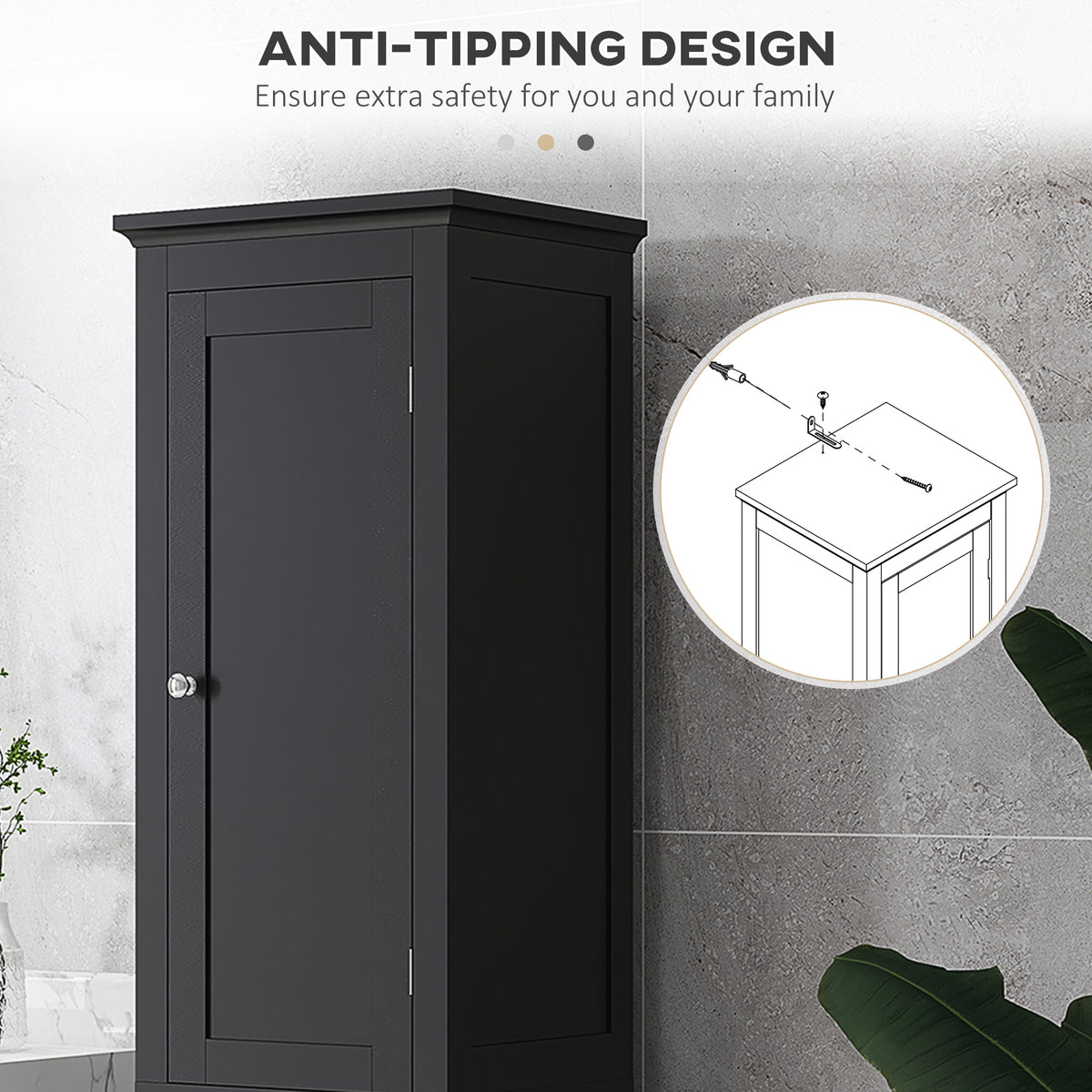 Tall Bathroom Cabinet, Freestanding Storage Organizer with Adjustable Shelves and Cupboards – view 5