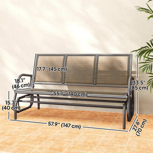 3-Seat Outdoor Glider Chair, Patio Rocking Chair, Steel Frame, Sling Fabric Seat for Garden, Backyard – view 16