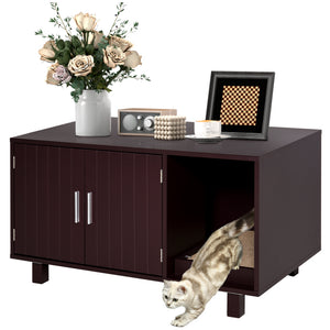 Cat Litter Box Enclosure, Hidden Litter Box Furniture, Cat House End Table Washroom with Scratching Pad