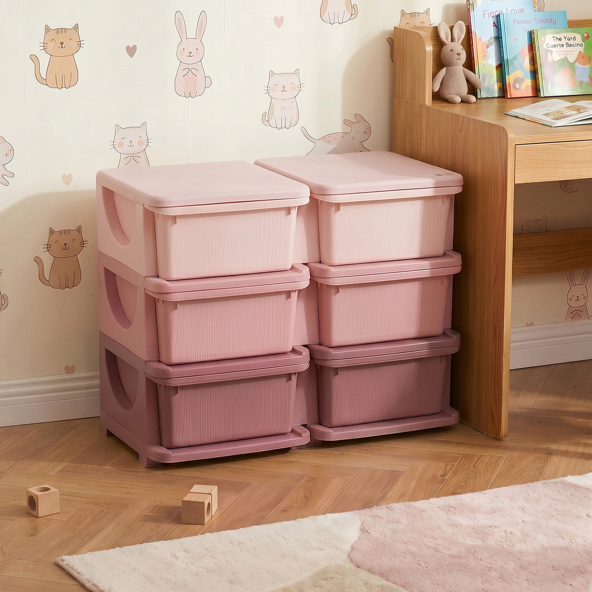 Qaba 3 Tier Kids Toy Organizer and Storage Bins with 6 Plastic Drawers