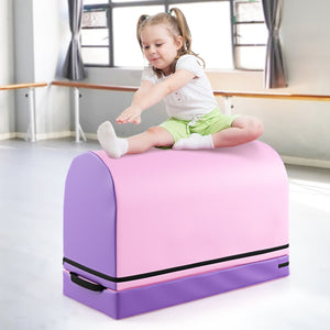 Gymnastics Vaulting Box with Detachable Mat Carrying Handle for Kids-Purple view 2