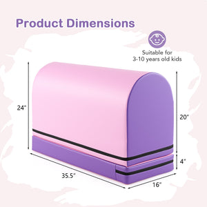 Gymnastics Vaulting Box with Detachable Mat Carrying Handle for Kids-Purple view 5