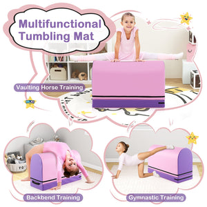 Gymnastics Vaulting Box with Detachable Mat Carrying Handle for Kids-Purple view 6