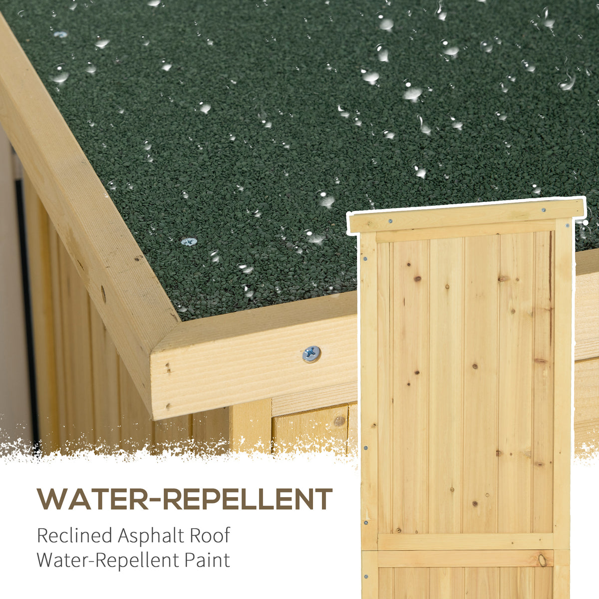 3' x 5' Wooden Garden Storage Shed, Sheds & Outdoor Storage with Asphalt Roof & 2 Large Wood Doors with Lock, Natural