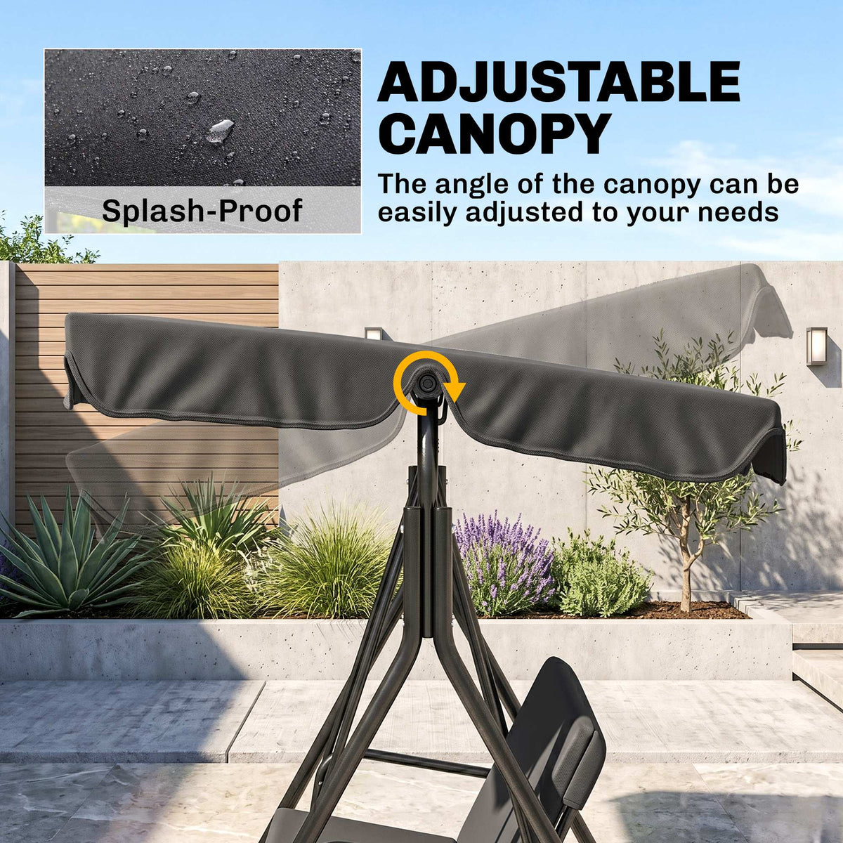 3-Seater Outdoor Porch Swing with Adjustable Canopy, Patio Swing Chair for Garden, Poolside, Backyard, Green and White