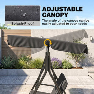 3-Seater Outdoor Porch Swing with Adjustable Canopy, Patio Swing Chair for Garden, Poolside, Backyard, Green and White
