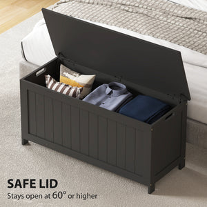 Storage Trunk with 2 Safety Hinges, Modern Entryway Bench with Side Handles, Storage Chest for Living Room – view 3