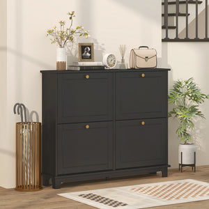 Modern Shoe Storage Cabinet, Narrow Shoe Cabinet with 4 Flip Drawers, Adjustable Shelves – view 7