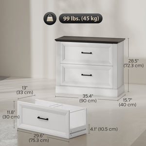 Lateral Filing Cabinet, Farmhouse File Cabinet with 2 Silent Drawers for Letter/A4/Legal Size Files, Black – view 9