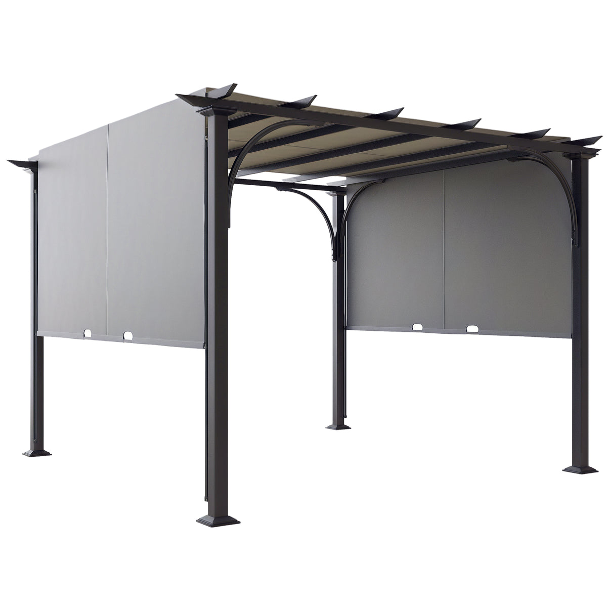 10' x 10' Outdoor Pergola Patio Gazebo Canopy Sun Shelter, Steel Frame, Beige – view 8