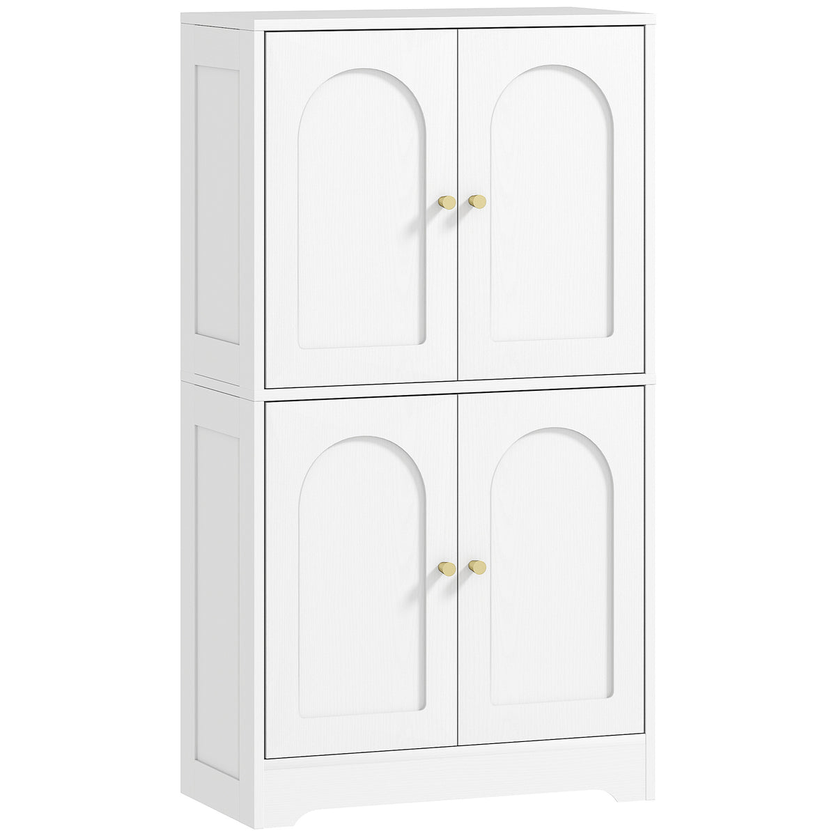 43" Kitchen Pantry Cabinet, Freestanding Modern Storage Cabinet with 4 Arched Doors and 2 Adjustable Shelves, White