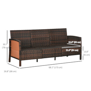 3-Seater Wicker Sofa, PE Rattan Outdoor Couch Conversation Furniture with Removable Cushions for Patio – view 9