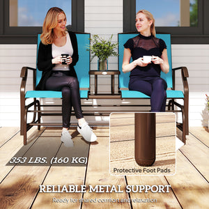 Patio Glider Rocking Chair 2 Person Outdoor Loveseat Rocker Garden Furniture Bench, Grey – view 27