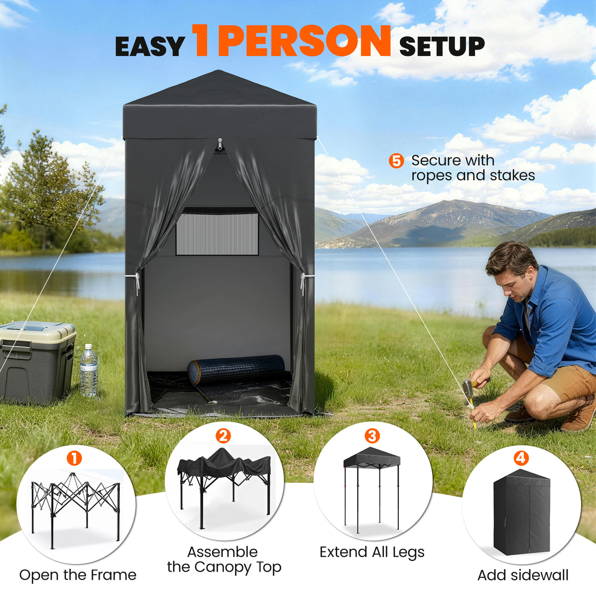 4 x 4 ft Compact Pop Up Canopy Tent, UPF 50+ Changing Room – view 4