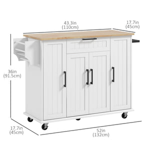 Modern Rolling Kitchen Island Cart with Drawers, Natural Wood Top, Towel Rack, Door Storage Cabinet, Black – view 16